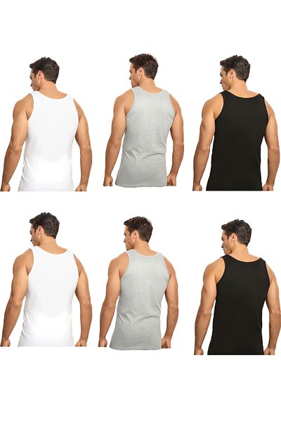 Muks Muk's Men's Tank Top 6 Pack 100% Cotton Assortment Mixed Color