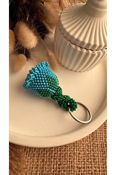Handmade Baklalı Küçük Gül Anahtarlık