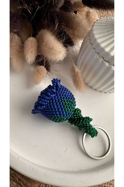 Handmade Baklalı Küçük Gül Anahtarlık