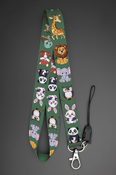 Apptakı Hayvan Desenli Boyun Askı İpi Telefon Askısı Yaka Kartı Aksesuar - AS...