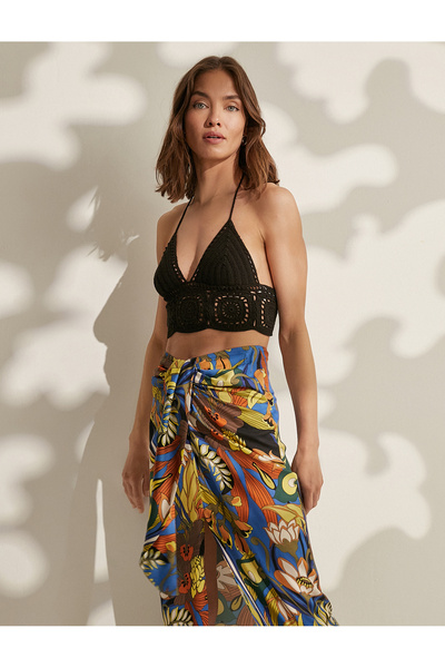 Koton Melis Ağazat X - Crochet Bustier, Knitted Detail and Halter Neck