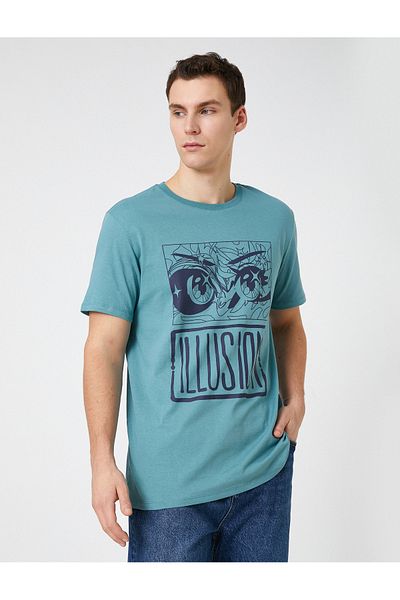 Koton Anime Printed T-Shirt Crew Neck Short Sleeve Slim Fit