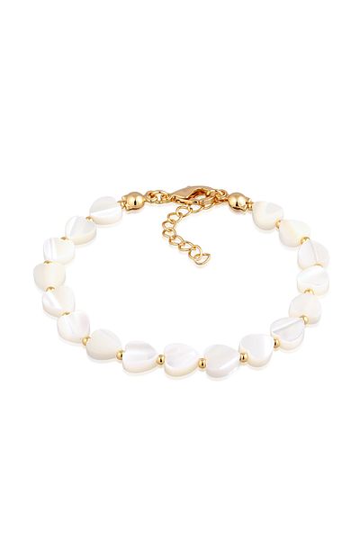 ELLI Armband Muschel Herz Anhänger Messing Silberfarben