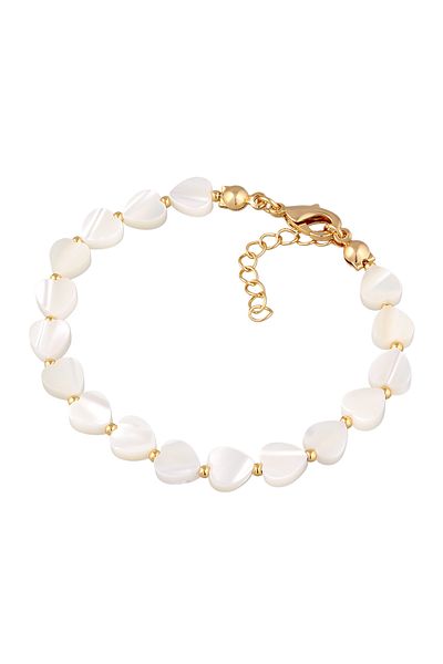 ELLI Armband Muschel Herz Anhänger Messing Silberfarben