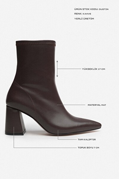 NİŞANTAŞI SHOES Dámské kozačky na podpatku Dustin Brown s matným detailem na zip