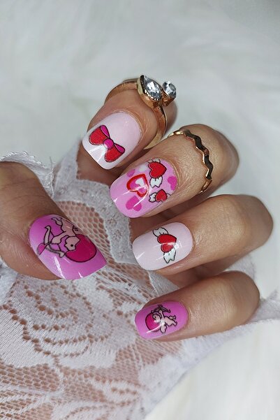 Easy Beauty 24 Adet Çocuklar için Renkli Kısa Takma Tırnak Yapıştırıcı Hediye...