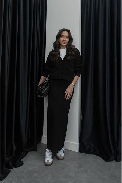 Havoş Black Lovato Skirt Cardigan Set