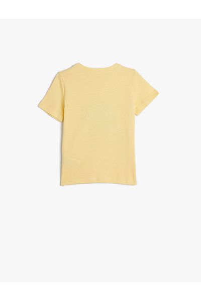 Koton T-Shirt Short Sleeve Crew Neck Summer Themed Print Detailed Cotton