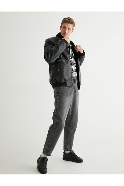 Koton Ανδρικό παντελόνι Jean Anthracite 3sam40250nd Loose