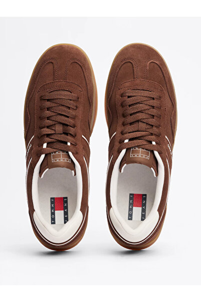 Tommy Hilfiger Erkek Süet Üst Yüzeyli Düz Rahat Taban Kahverengi Sneaker EM0EM01516-GTW