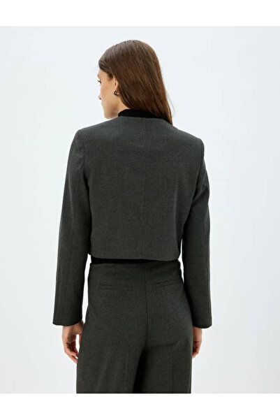 Koton Anthracite Plaid Women's Jacket 5Wak50147Uw