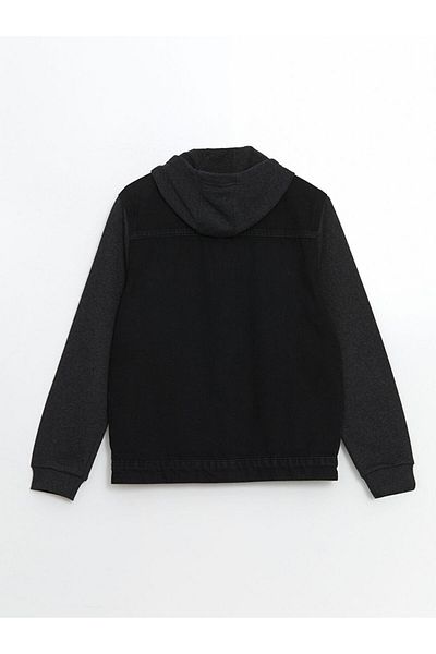 LC Waikiki Детско черно дънково яке с качулка за момче LCW