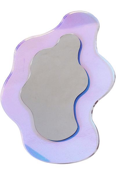 COOYA 40*38 Cm Acrylic Mirror, Frameless Irregular Wave Shape, Can Be Desktop, Suitable for Bedroom