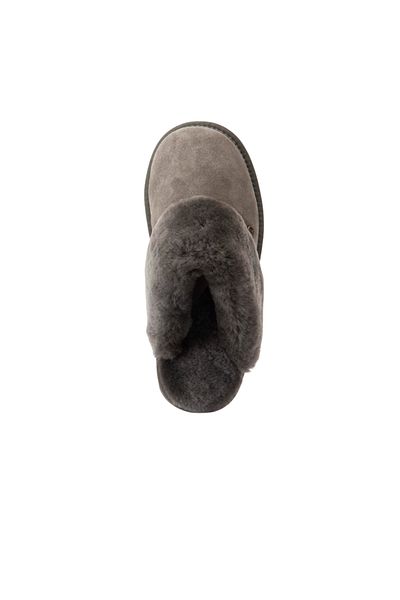 Warmbat Australia Hausschuh Flurry Damen Pantoffel Wildleder Schwarz/Schwarz aus Merino-Schafwolle