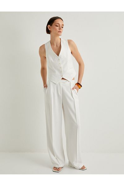 Koton Vest V-Neck Buttoned Mini Pocket Detailed