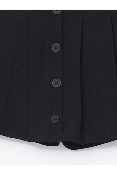 LC Waikiki Lcw Kids Black Elastic Waist Pleated Girls' Short Skirt