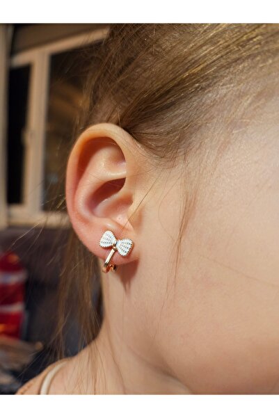 SMCHOME Mıknatıslı Beyaz Kurdela Çocuk Küpe