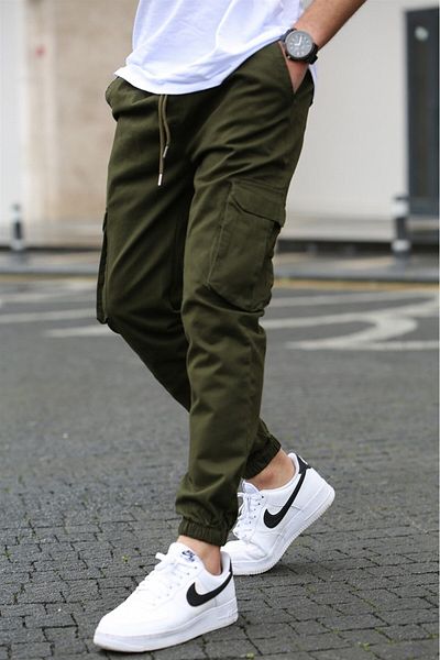 Madmext Khaki-Hose mit Cargotasche für Herren 5447