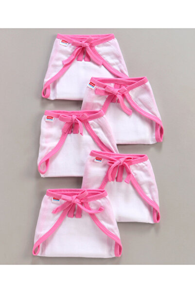 Babyhug مجموعة حفاضات موسلين قابلة لإعادة الاستخدام من Babyhug، على شكل حرف U، للأطفال من عمر 1 إلى 6 أشهر، عبوة من 5 قطع - وردي/أبيض