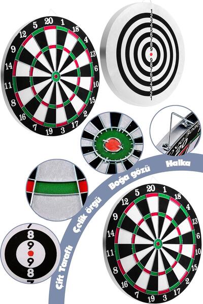 Telvesse 17 İnç Çift Taraflı Dart Tahtası Seti 6 Çelik Oklu Dart Hedef Tahtası Oyunu Takımı Dart Seti 516