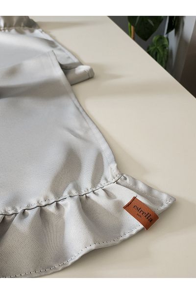 estrella paris Cemre Satin 2-Edge Ruffle Vintage Runner Cover Gray 40X110