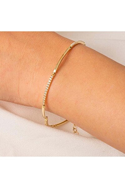 FasekGold Gümüş Bileklik - Sıra Taşlı Modern Tasarım Şık 925 Ayar Gümüş Bileklik