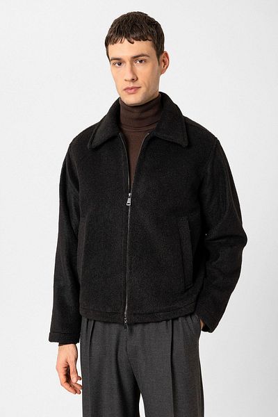 Antioch Black Relaxed Soft Textured Men's Coat