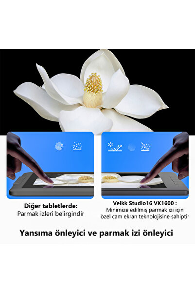 Veikk VK1600 16384  Uyumlu  Levels 5080 LPI 15.6" FHD IPS Grafik Tablet + 2 Adet Kalem