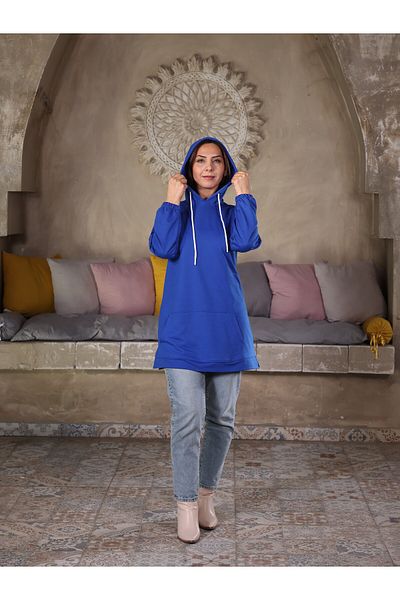 Fazilet Aslan Kangaroo Pocket Hooded Two Thread Tunic