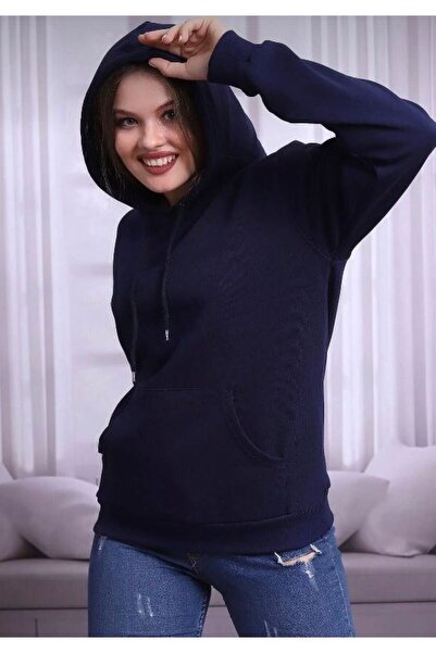 FİTGO Γυναικείο φούτερ με κουκούλα Navy Blue Hooded