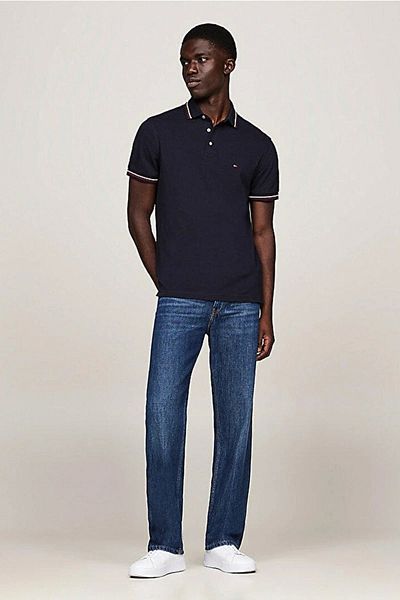 Tommy Hilfiger Men's Cotton Polo Neck Button Closure Short Sleeve Blue Polo Neck T-Shirt Mw0Mw37346-Dw5