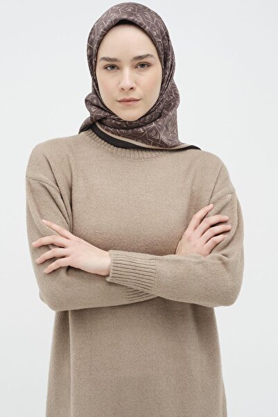 Tuğba Boğazlı Triko Elbise - Vizon