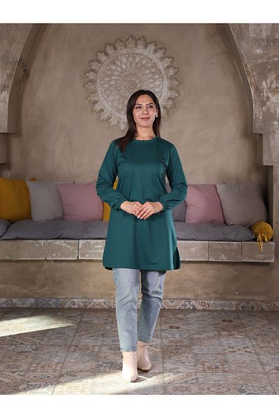 Fazilet Aslan Two Thread Tunic with Chest Accessory Detail