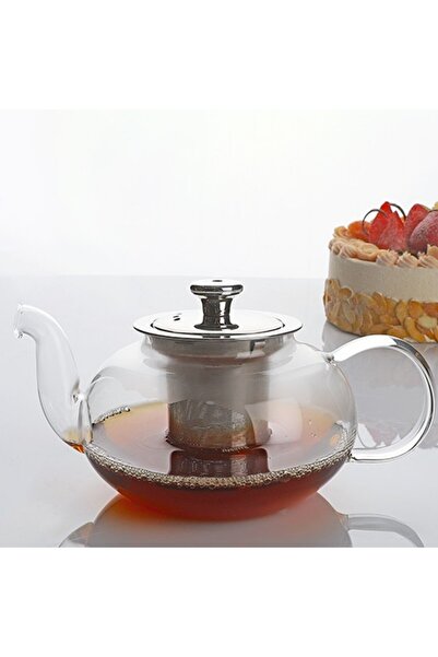 kitchenboost إبريق شاي زجاجي سعة 1000 مل - مصفاة ذاتية، فضي