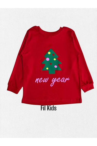 elmas kids Boy's 100% Cotton Red Pine Print Long Sleeve Winter Pajamas Set