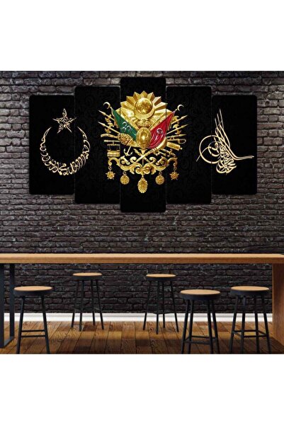 TABLOX Osmanlı Tuğrası 5 Parçalı Tablo