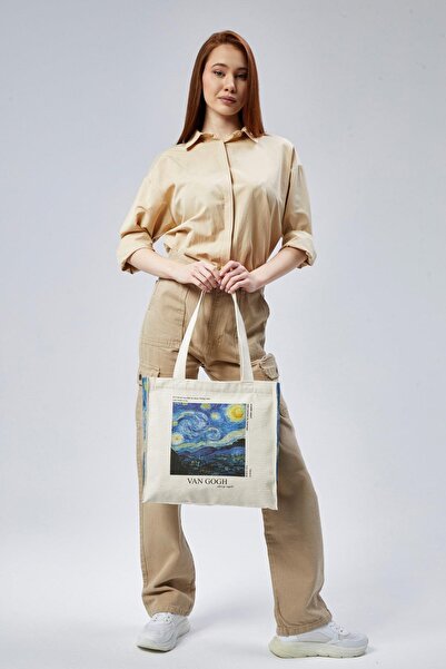 Çınar Bez Çanta Τσάντα με στάμπα Van Gogh Canvas Bellows