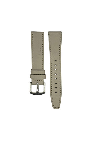 FRO LW38-43 20 mm Hakiki Deri Düz Krem Kordon Gümüş Toka