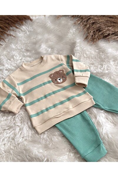 Zuff Baby ERKEK BEBEK VE ÇOCUK ÇİZGİLİ AYICIK ALT ÜST İKİLİ TAKIM