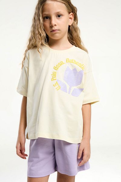 U.S. Polo Assn. BAZA. Polo Assn. Set pantaloni scurți galbeni pentru fete