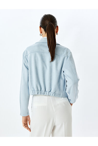 Koton Jachetă crop cu mânecă lungă, cu buzunare, cu detaliu cu buton rapid