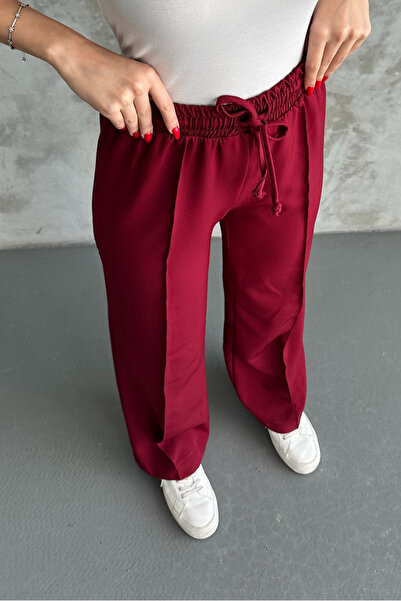 macharel jeans Women's New Season Lace-Up Ribbed Stitching Wide Leg Trousers