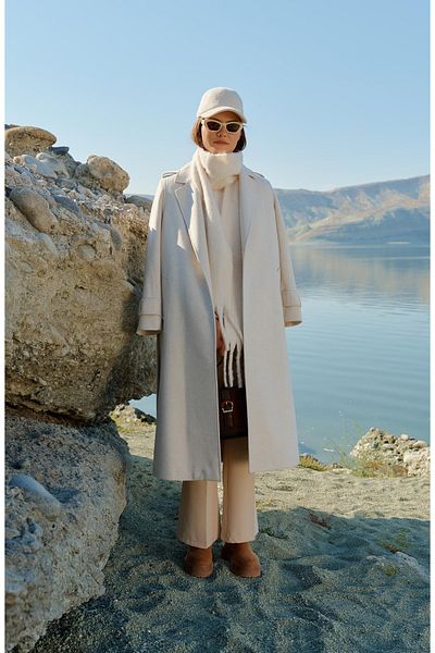 Fatma Atasoy Ecru Coat with Shoulder and Sleeves