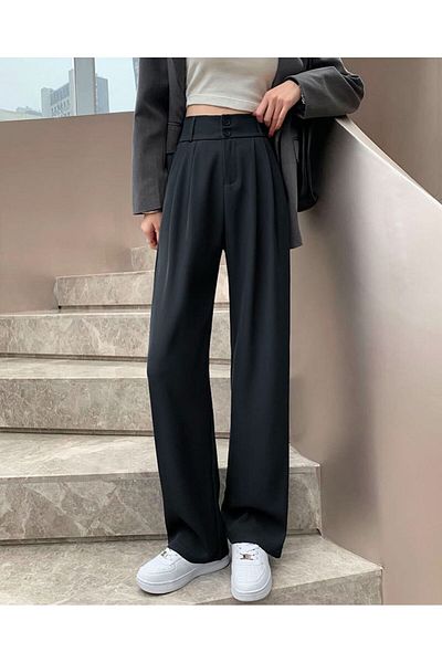 Mistanbul Double Button Detailed High Waist Women's Palazzo Pants
