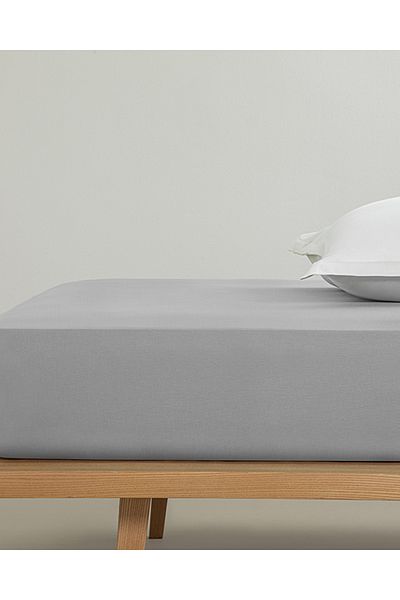 English Home Plain Cotton Single Plus Elastic Sheet 120x200 Cm Pebble