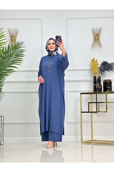 VALENS BOUTİQUE Women's Hijab Knitwear Set, Pants & Tunic