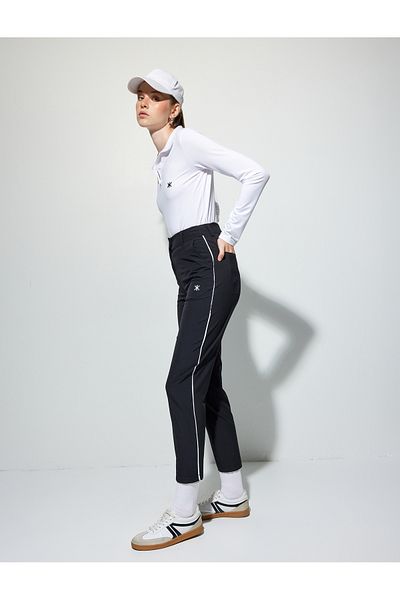 Koton High Waist Printed Parachute Sweatpants - Ribbed Buttons
