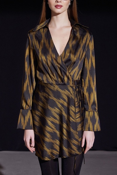 Never more Rambi Bağlamalı Kruvaze Elbise Siyah