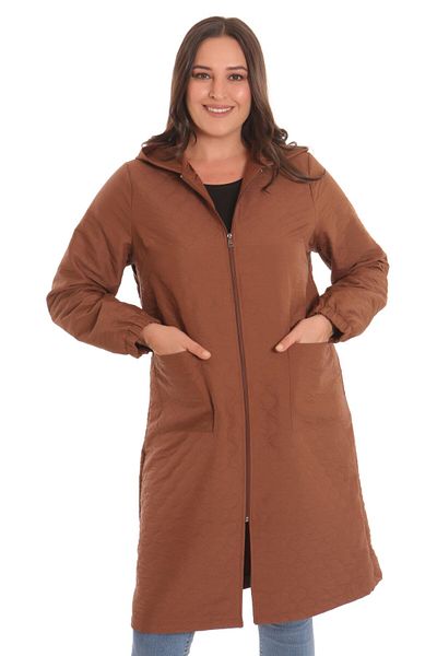 Metpoint Trend42plus Plus Size Onion Pattern Zippered Brown Cap