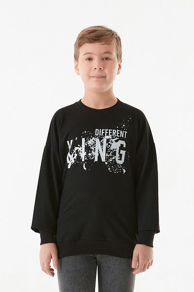 Fulla Moda Момчешки суитшърт с окръглено деколте с принт King